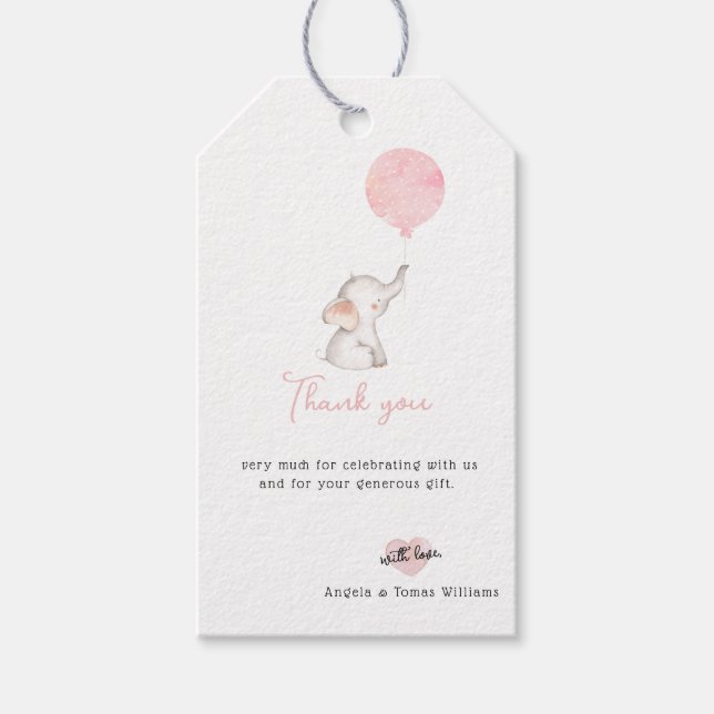 Minimalist simple modern elephant Baby Shower  Gift Tags (Front)