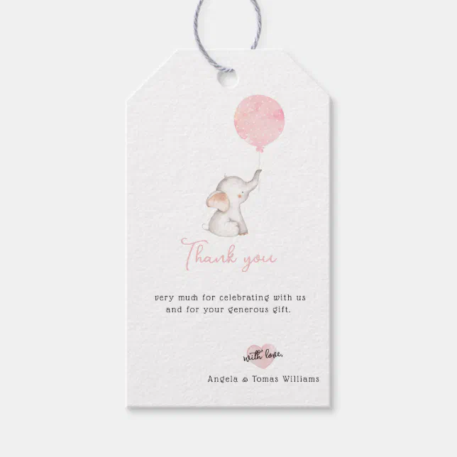 Minimalist simple modern elephant Baby Shower Gift Tags Zazzle