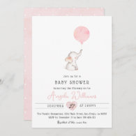 Minimalist simple modern elephant Baby Shower  Invitation