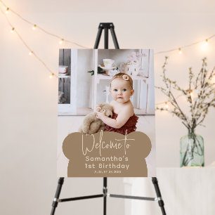 Minimalist simple modern little bear 1st Birthday Foam Board
