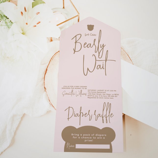 Minimalist simple modern little bear Baby Shower All In One Invitation (Creator Uploaded)