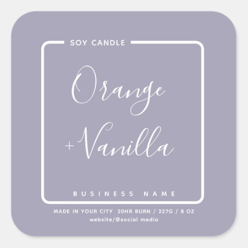 Minimalist simple modern luxury  candle  lavender square sticker