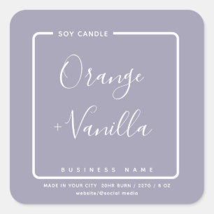 Minimalist simple modern luxury candle lavender square sticker