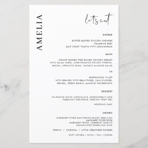 Minimalist SImple Modern Menu with name