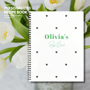 Minimalist Simple Modern Monogram Heart Recipe Notebook
