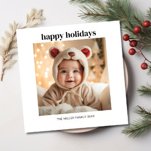 Minimalist Simple Modern Photo Happy Holidays Holiday Card