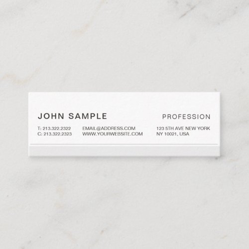 Minimalist Simple Modern Professional Elegant Grey Mini Business Card