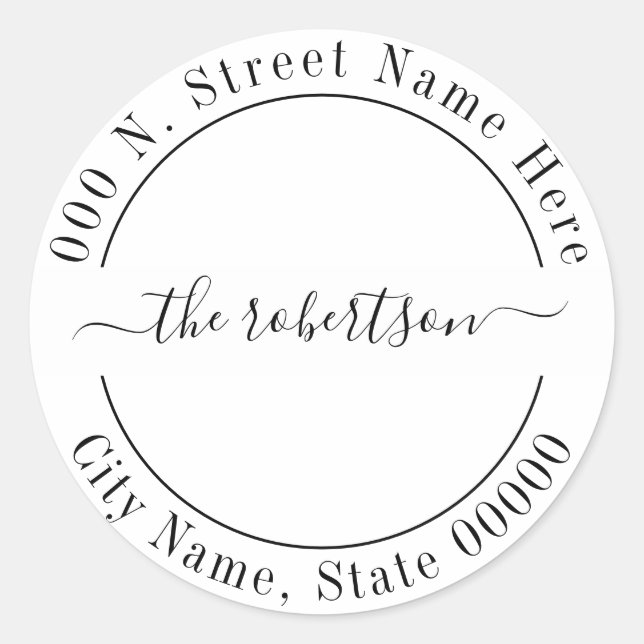 Minimalist simple modern return address classic round sticker (Front)