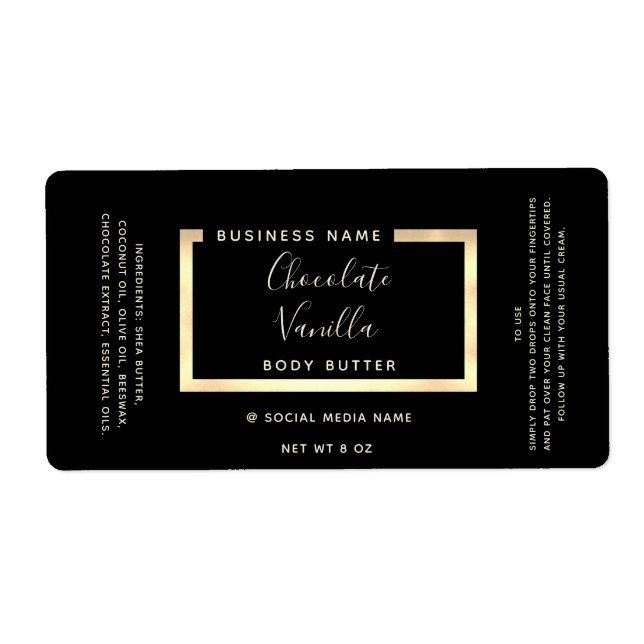 Minimalist simple modern typography gold frame label (Front)