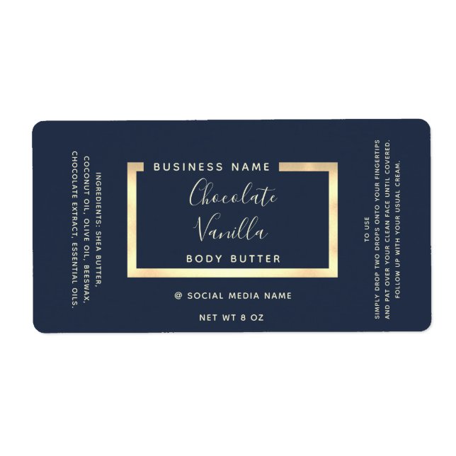 Minimalist simple modern typography gold frame label (Front)