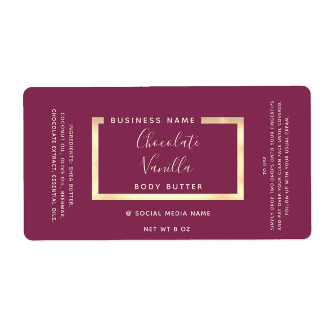 Minimalist simple modern typography gold frame  label (Front)