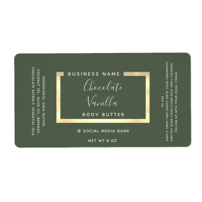 Minimalist simple modern typography gold frame  label (Front)