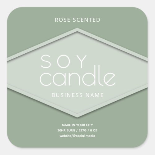 Minimalist simple Modern typography soy candle  Sq Square Sticker