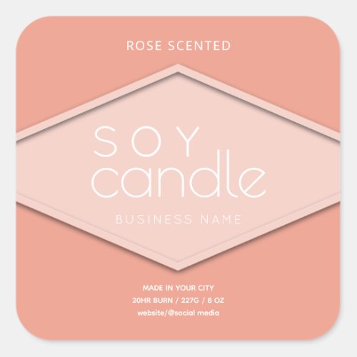 Minimalist simple Modern typography soy candle   Square Sticker