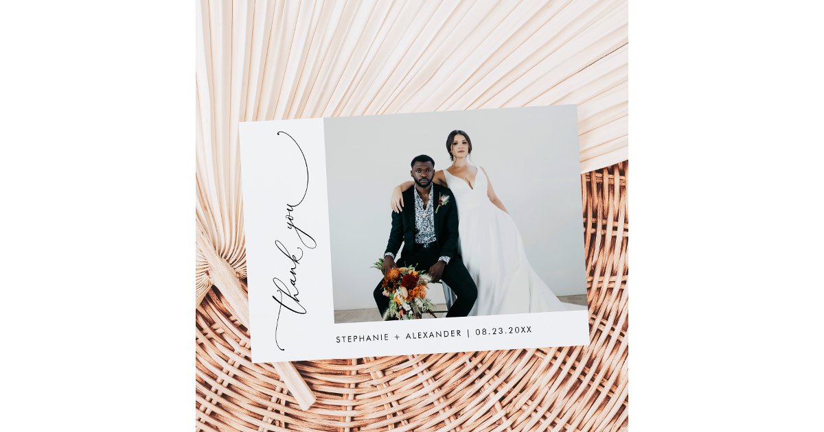 Minimalist Simple Modern Wedding Thank You Card | Zazzle