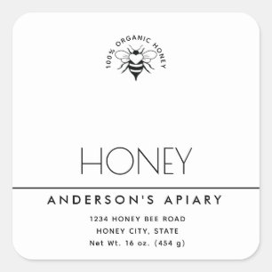 Minimalist simple modern white honey square sticker