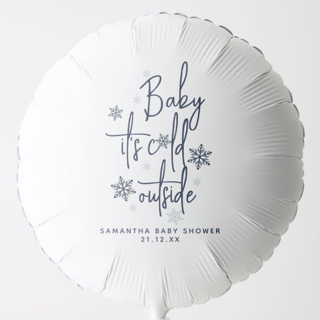 Minimalist simple modern winter Baby Boy Shower  Balloon (Front)