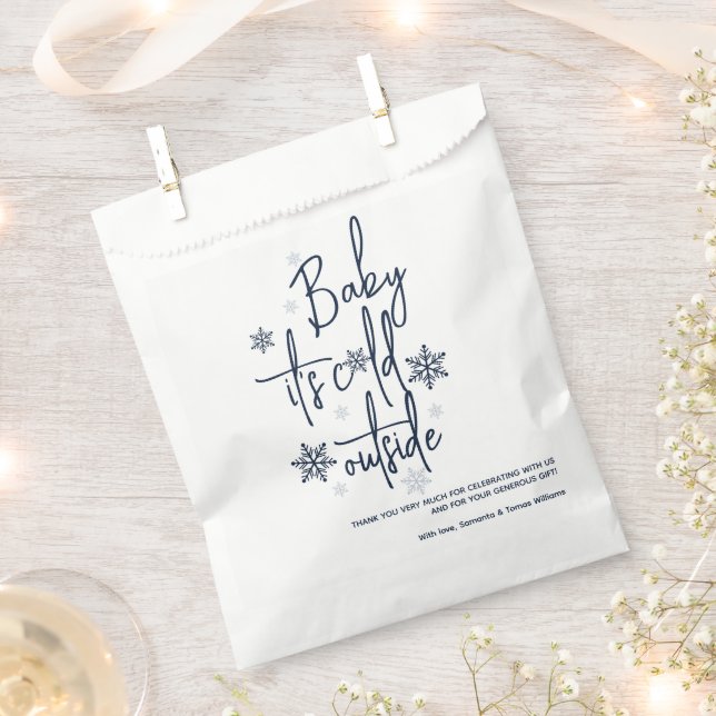 Minimalist simple modern winter Baby Boy Shower  Favor Bag (Clipped)