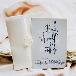 Minimalist simple modern winter Baby Boy Shower Invitation