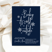 Minimalist simple modern winter Baby Boy Shower  Invitation