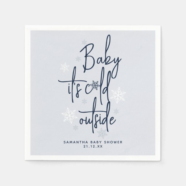 Minimalist simple modern winter Baby Boy Shower  Napkins (Front)