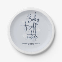 Minimalist simple modern winter Baby Boy Shower  Paper Plates
