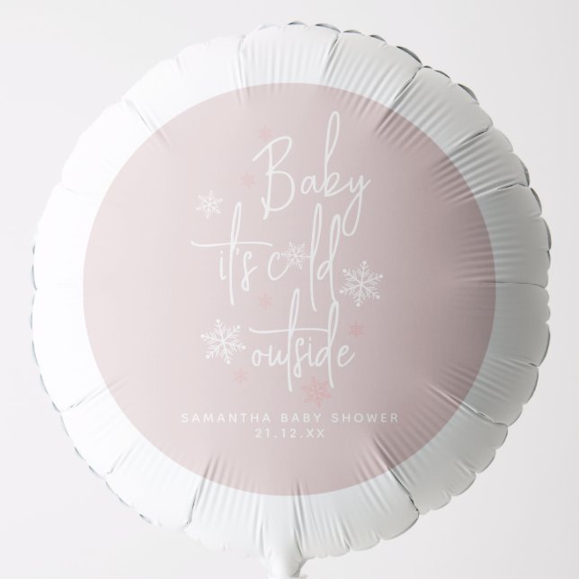 Minimalist simple modern winter Baby girl Shower  Balloon (Front)