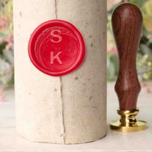 Minimalist Simple Monogram Initials Wedding Wax Seal Stamp