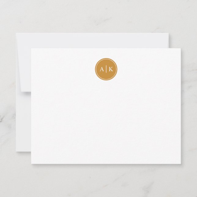 Minimalist Simple Mustard Yellow Monogram  Note Card (Front)