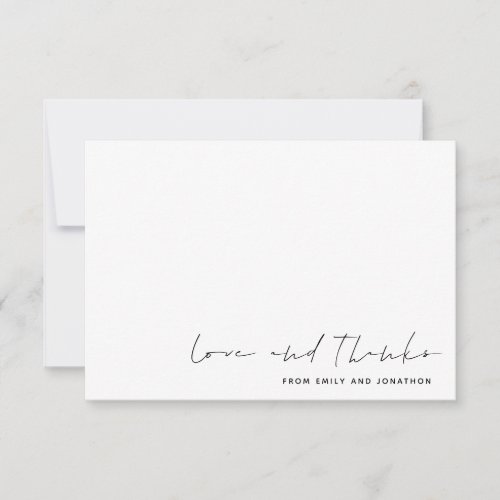 Minimalist Simple Name Script Wedding Love Thanks Note Card