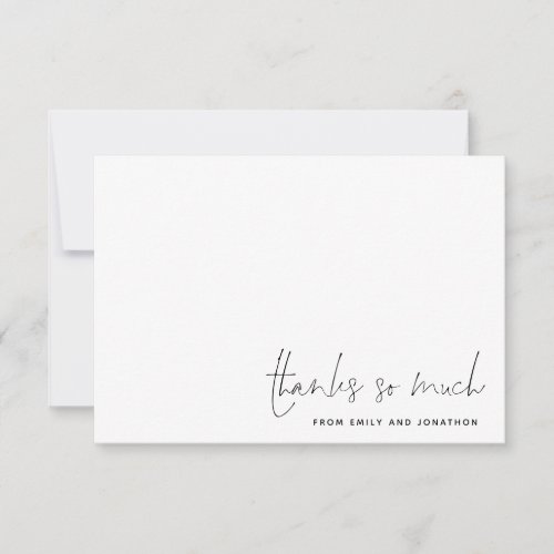 Minimalist Simple Name Script Wedding Thank You Note Card