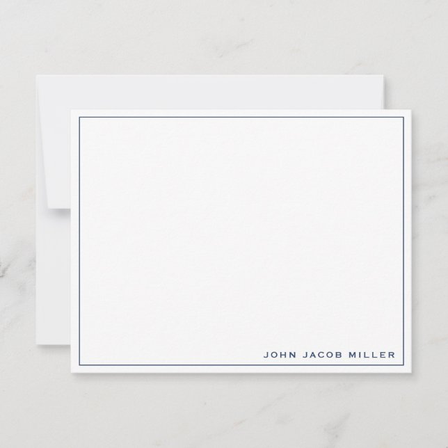 Minimalist Simple Navy Blue Note Card (Front)