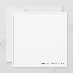 Minimalist Simple Navy Blue Square Border Note Card