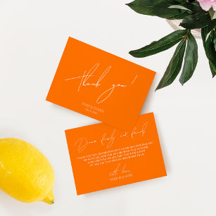 Minimalist Simple Orange Wedding Thank You Card