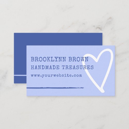 Minimalist Simple Pastel Blue Cute Heart Graphic Business Card