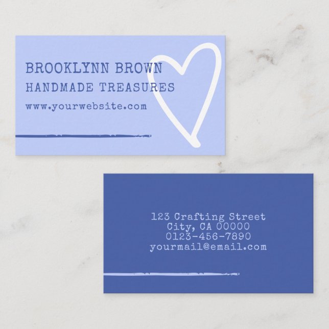 Minimalist Simple Pastel Blue Cute Heart Graphic Business Card (Front/Back)