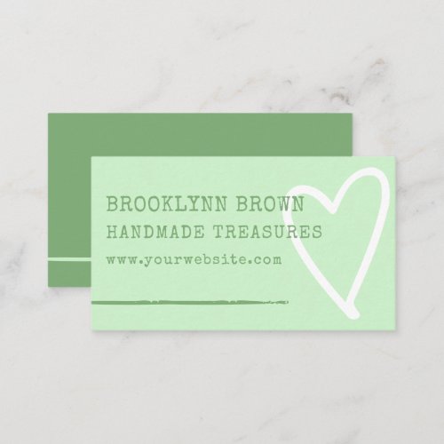 Minimalist Simple Pastel Green Cute Heart Graphic Business Card