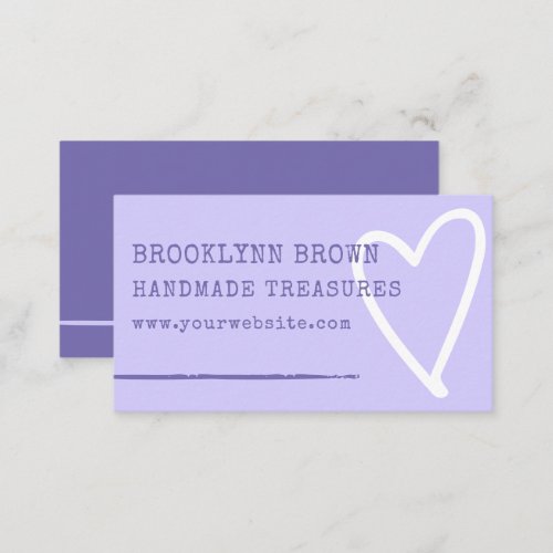 Minimalist Simple Pastel Lilac Cute Heart Graphic Business Card