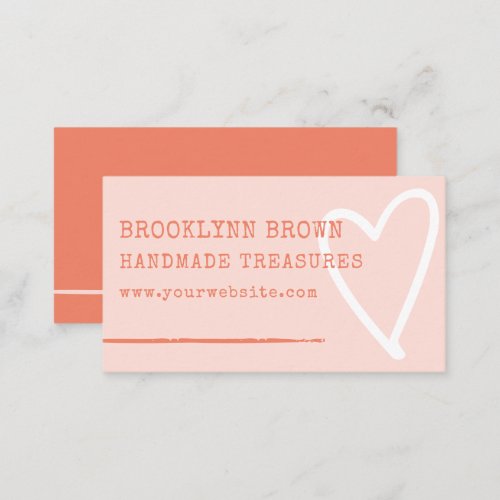 Minimalist Simple Pastel Orange Cute Heart Graphic Business Card