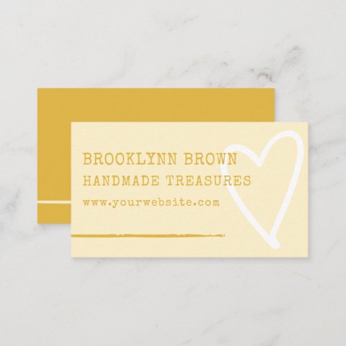Minimalist Simple Pastel Yellow Cute Heart Graphic Business Card