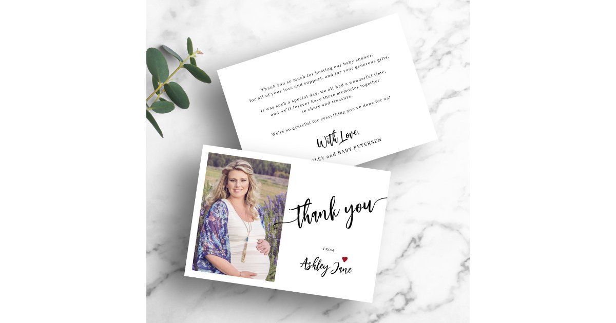 Minimalist simple photo baby shower thank you card | Zazzle
