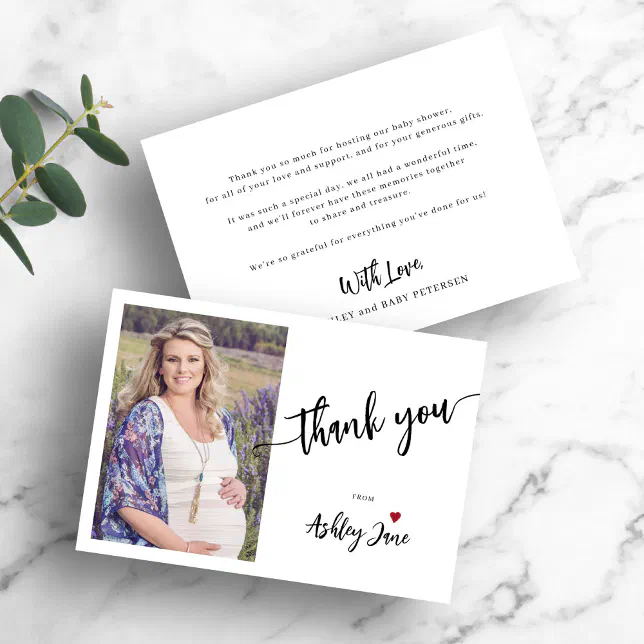 Minimalist simple photo baby shower thank you card | Zazzle