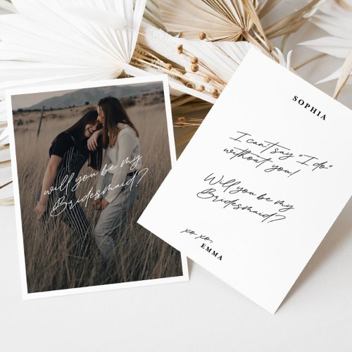 Minimalist Simple Photo Bridesmaid Proposal Card