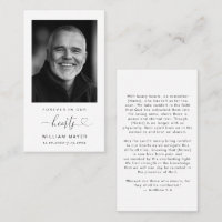 Minimalist Simple Photo Funeral Prayer Card