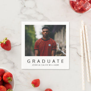 Minimalist Simple Photo Modern Graduation Napkins