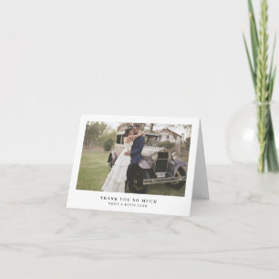 Minimalist Simple Photo Modern Wedding Letterpress Thank You Card