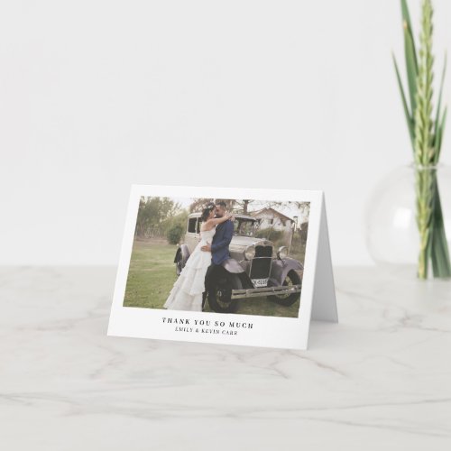 Minimalist Simple Photo Modern Wedding Thank You Card