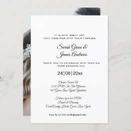 Minimalist Simple Photo Monogram Wedding Invitation