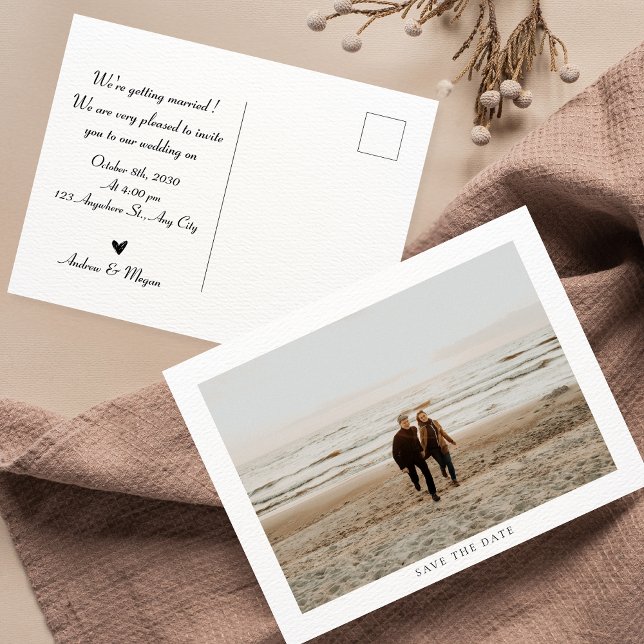 Minimalist simple photo wedding postcard (Creator Uploaded)