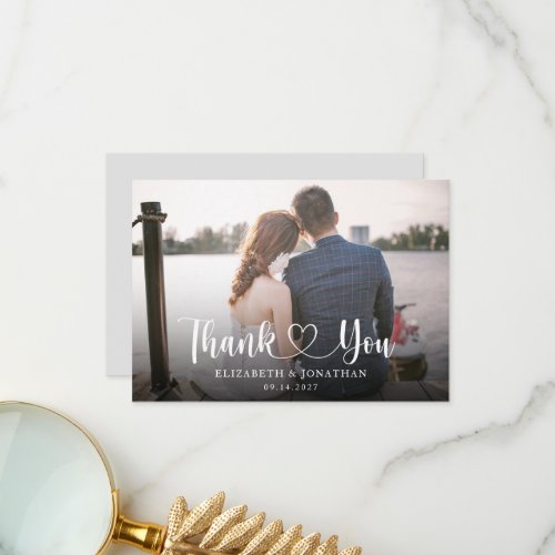 Minimalist Simple Photo Wedding Thank You Card